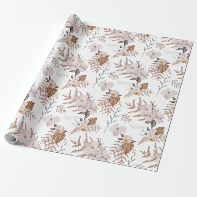 Akvarellblommor Inpackningspapper Ark Presentpapper (Utrullad)