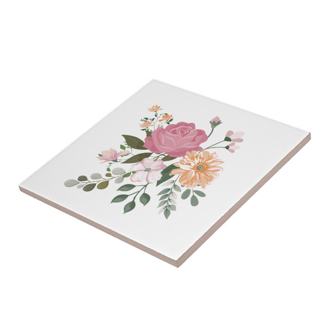 Akvarellblommor  kakelplatta (Sidan)
