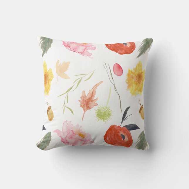Akvarellblommor Kudde (Framsida)