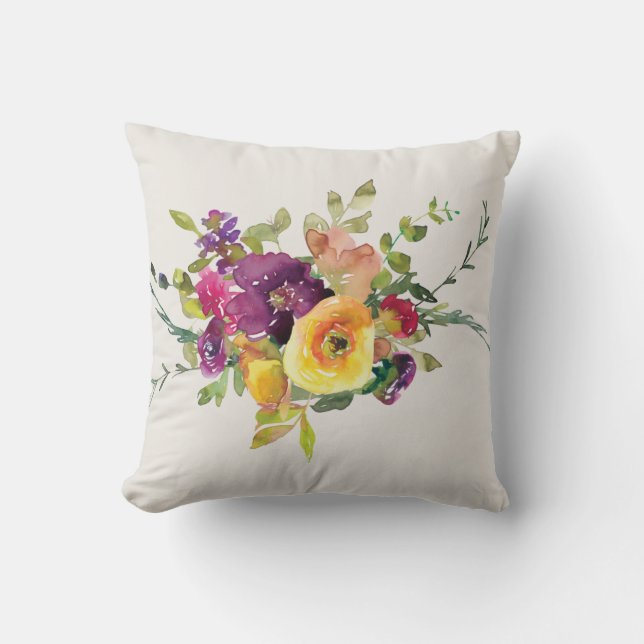 Akvarellblommor Kudde (Framsida)