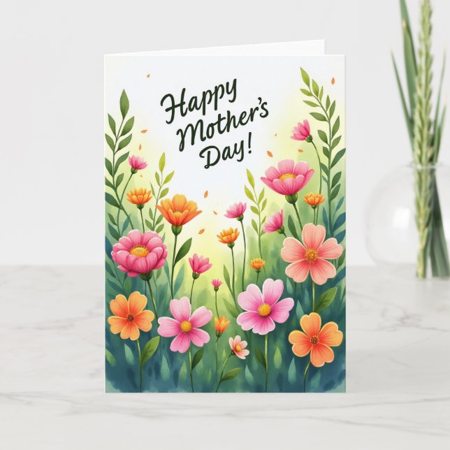 Akvarellblommor Mors kort (Framsida)