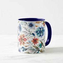 Akvarellblommor Mugg