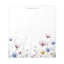 Akvarellblommor Nedre Kant Vilda Blommor Anteckningsblock