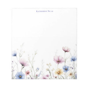 Akvarellblommor Nedre Kant Vilda Blommor Anteckningsblock