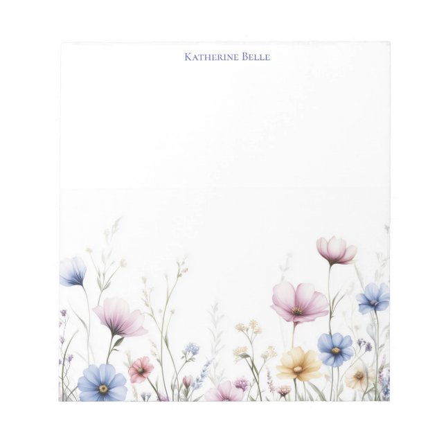 Akvarellblommor Nedre Kant Vilda Blommor Anteckningsblock (Framsida)