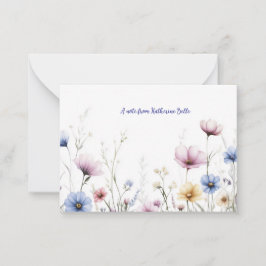 Akvarellblommor Nedre Kant Vilda Blommor Anteckningskort