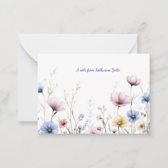 Akvarellblommor Nedre Kant Vilda Blommor Anteckningskort (Framsida)
