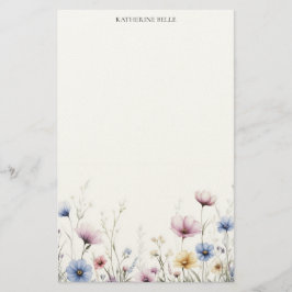 Akvarellblommor Nedre Kant Vilda Blommor Brevpapper
