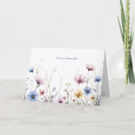 Akvarellblommor Nedre Kant Vilda Blommor Kort