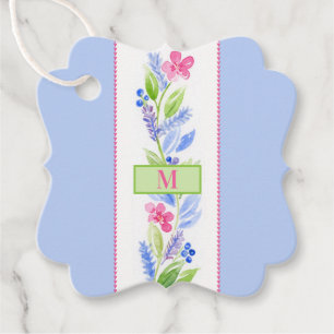 Akvarellblommor Pasteller NAMNINITIAl Gåvor Etiketter