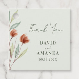 Akvarellblommor Pastellgrön Gåvor Etiketter