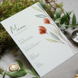 Akvarellblommor Pastellgrön meny Inbjudningar