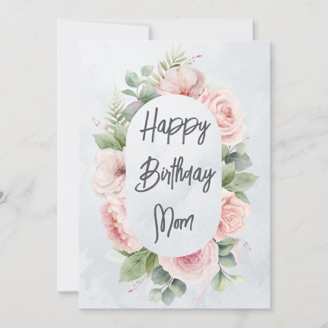 Akvarellblommor Personlig Födelsedag Mamma Söt Julkort (Framsida)