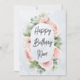 Akvarellblommor Personlig Födelsedag Mamma Söt Julkort