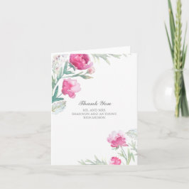 akvarellblommor - rosa peony bröllop tack kort