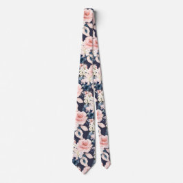 Akvarellblommor Rosor Navy DIY Bakgrund Slips