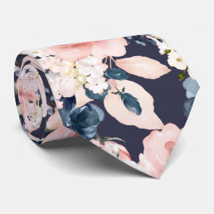 Akvarellblommor Rosor Navy DIY Bakgrund Slips