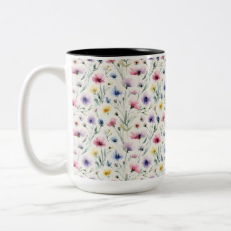 Akvarellblommor Två-Tonad Mugg