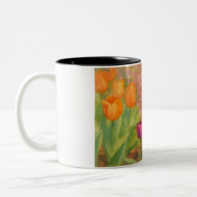 Akvarellblommor Två-Tonad Mugg (Vänster)