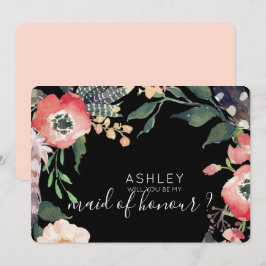 Akvarellblommor Vill du vara min brudtjänstebarn N Inbjudningar