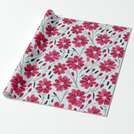 Akvarellblomning Röda Blommor Presentpapper