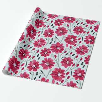 Akvarellblomning Röda Blommor Presentpapper