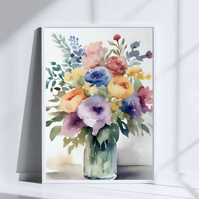 Akvarellblomsterbukettmålning Poster (Skapare uppladdad)
