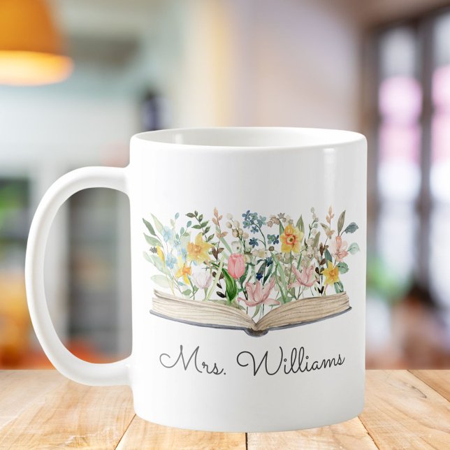 Akvarellbok Blomma Blommig Tacksamhet till lärare Kaffemugg (In situ)