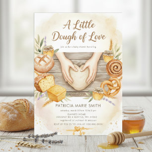 akvarellbröd Bulle i ugnen Baby Shower Inbjudningar