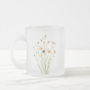 Akvarellbukett av vilda blommor frostad glasmugg