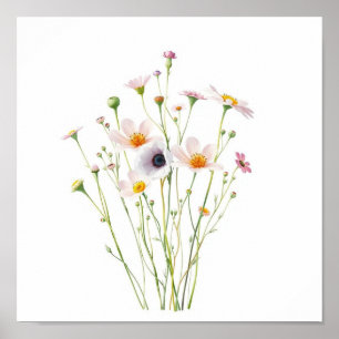 Akvarellbukett av vilda blommor poster