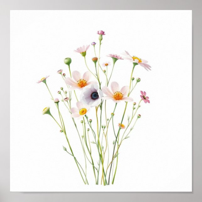 Akvarellbukett av vilda blommor poster (Framsidan)