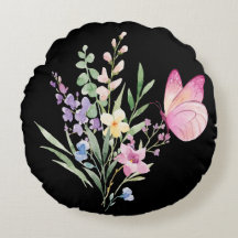 Akvarellbukett med rosa fjäril