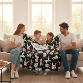Akvarellcirkustält Elefanter Lejon Familj Fleecefilt