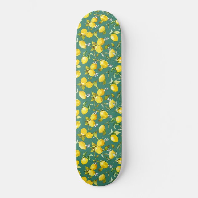 Akvarellcitroner 6 mini skateboard bräda 18,5 cm (Framsida)