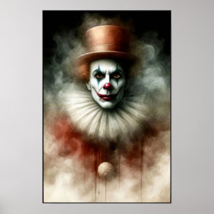 Akvarellclown som stirrar in i din själ poster