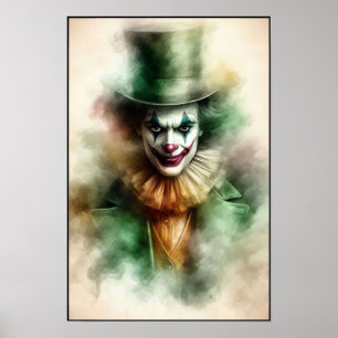 Akvarellclown som stirrar in i din själ poster