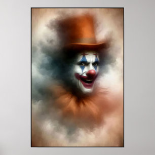 Akvarellclown som stirrar in i din själ poster