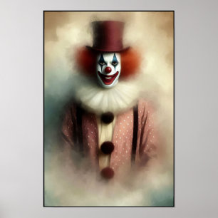 Akvarellclown som stirrar in i din själ poster