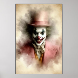 Akvarellclown som stirrar in i din själ poster