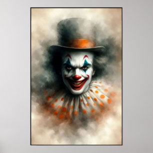 Akvarellclown som stirrar in i din själ poster