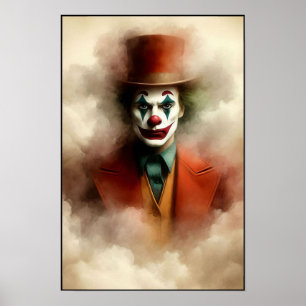 Akvarellclown som stirrar in i din själ poster