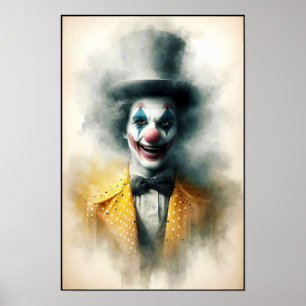 Akvarellclown som stirrar in i din själ poster