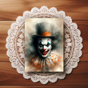 Akvarellclown som stirrar in i din själ vykort