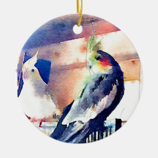 AkvarellCockatiel Julgransprydnad Keramik