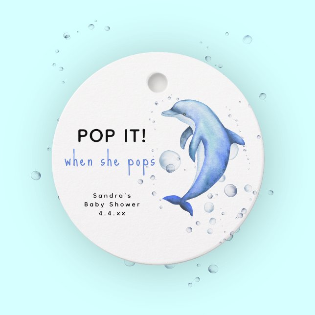 Akvarelldelfin - poppa den! när hon föder gåvor etiketter (Skapare uppladdad)