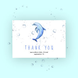 Akvarelldelfin - tack baby shower kort