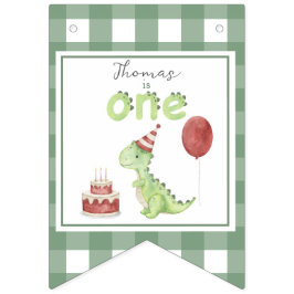 Akvarelldinosaur 1-årsdag vimplar