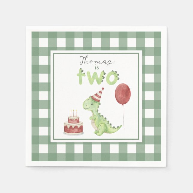 Akvarelldinosaur 2-årsdag pappersservett (Framsidan)