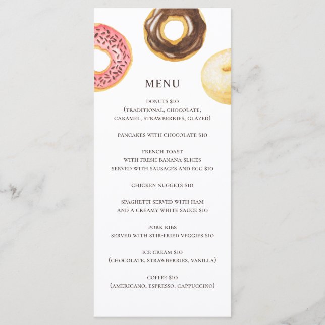Akvarelldonuts. Enkla bakfika efterrätter Meny (Framsida)